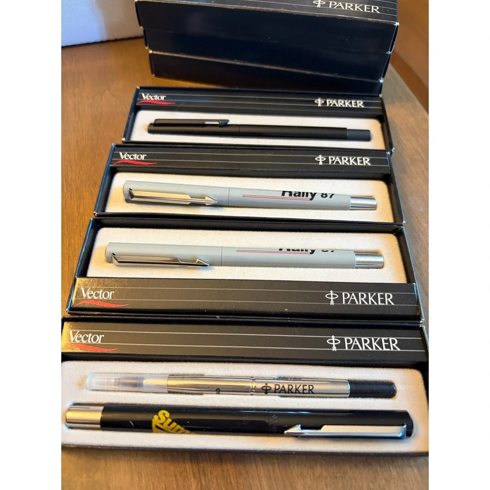 Vintage Parker Vector Rollerball Pen Lot of 4* Rally 87 Summit Black Grey Boxed